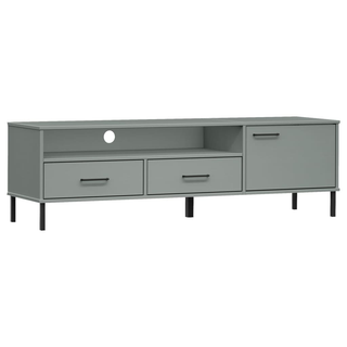 vidaXL TV Cabinet with Metal Legs Grey Solid Wood Pine OSLO - Giant Lobelia