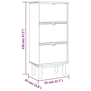 vidaXL Shoe Cabinet OTTA with 3 Drawers Brown&Grey Solid Wood Pine - Giant Lobelia