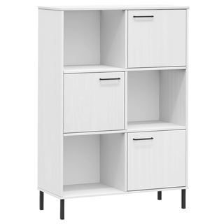 Bookcase with Metal Legs White - Rustic Charm and Ample Storage Space - Giant Lobelia