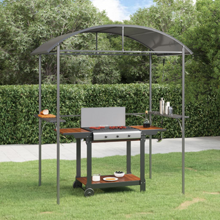 BBQ Gazebo with Side Shelves Anthracite 220x115x230 cm Steel - Giant Lobelia