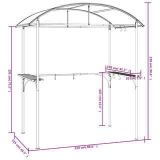 BBQ Gazebo with Side Shelves Anthracite 220x115x230 cm Steel - Giant Lobelia