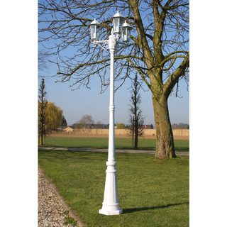 vidaXL Garden Light Post 3-arms 215 cm White Aluminium - Giant Lobelia