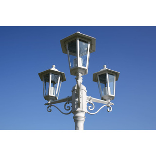 vidaXL Garden Light Post 3-arms 215 cm White Aluminium - Giant Lobelia