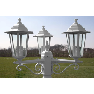 vidaXL Garden Light Post 3-arms 215 cm White Aluminium - Giant Lobelia