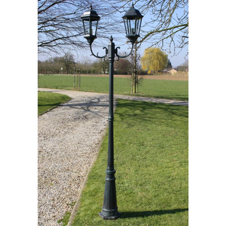 vidaXL Garden Light Post 2-arms 230 cm Dark Green/Black Aluminium - Giant Lobelia