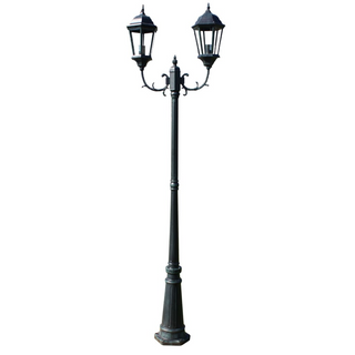 vidaXL Garden Light Post 2-arms 230 cm Dark Green/Black Aluminium - Giant Lobelia