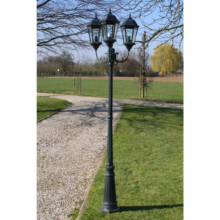 vidaXL Garden Light Post 3-arms 230 cm Dark Green/Black Aluminium - Giant Lobelia