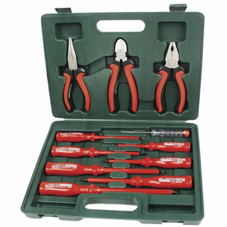 Brüder Mannesmann 11 Piece VDE Screwdriver and Pliers Set 11240 - Giant Lobelia