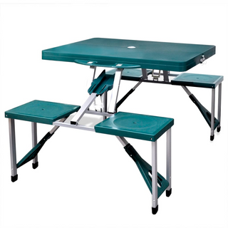 Foldable Camping Table Set with 4 Stools Aluminium Extra Light Green - Giant Lobelia