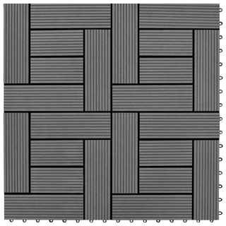 Grey 11 pcs 30 x 30 cm Decking Tiles WPC 1 sqm - Giant Lobelia