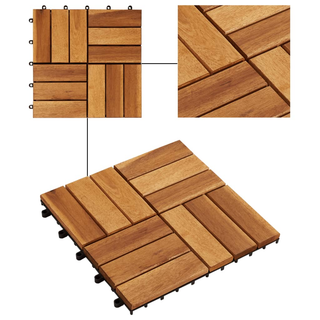 10 pcs Acacia Decking Tiles 30 x 30 cm - Giant Lobelia