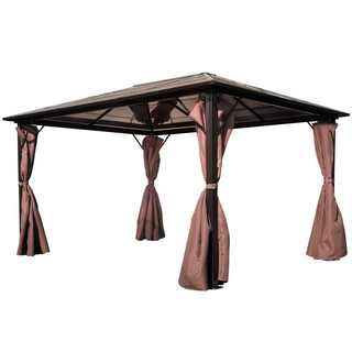 Gazebo with Curtain Brown Aluminium 400 x 300 cm - Giant Lobelia