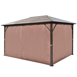 Gazebo with Curtain Brown Aluminium 400 x 300 cm - Giant Lobelia