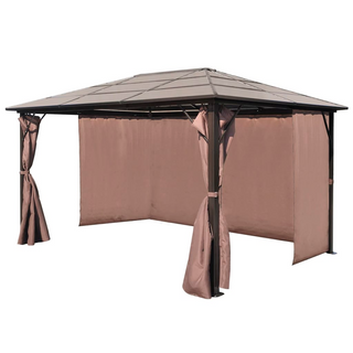 Gazebo with Curtain Brown Aluminium 400 x 300 cm - Giant Lobelia