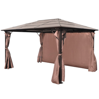 Gazebo with Curtain Brown Aluminium 400 x 300 cm - Giant Lobelia