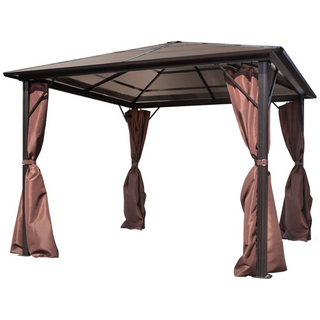 Gazebo with Curtain Brown Aluminium 300 x 300 cm - Giant Lobelia