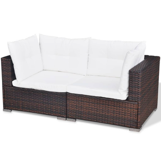 6 Piece Garden Lounge Set with Cushions Poly Rattan Brown - Giant Lobelia