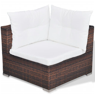 6 Piece Garden Lounge Set with Cushions Poly Rattan Brown - Giant Lobelia