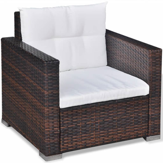 6 Piece Garden Lounge Set with Cushions Poly Rattan Brown - Giant Lobelia