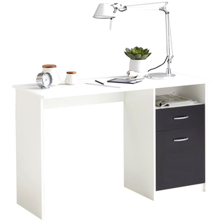 FMD Desk with 1 Drawer 123x50x76.5 cm White and Black - Giant Lobelia