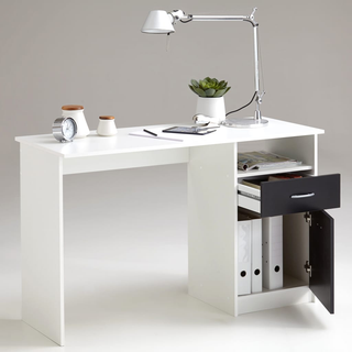 FMD Desk with 1 Drawer 123x50x76.5 cm White and Black - Giant Lobelia