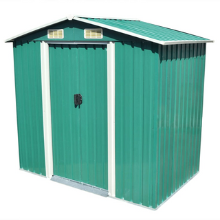 vidaXL Garden Storage Shed Green Metal 204x132x186 cm - Giant Lobelia