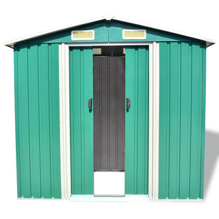 vidaXL Garden Storage Shed Green Metal 204x132x186 cm - Giant Lobelia