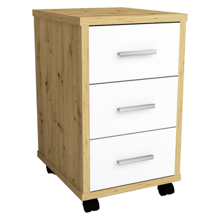 FMD Mobile Drawer Cabinet Artisan Oak Brilliant White - Giant Lobelia