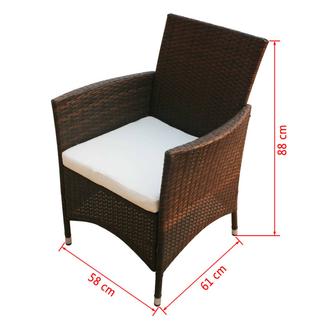 vidaXL 9 Piece Outdoor Dining Set with Cushions Poly Rattan Brown - Giant Lobelia