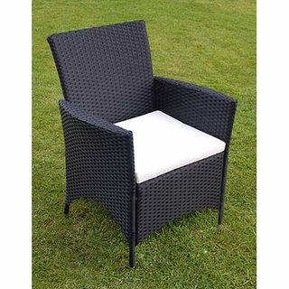 9 Piece Outdoor Dining Set with Cushions Poly Rattan Black - Giant Lobelia