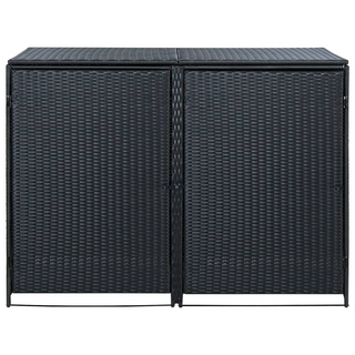 Double Wheelie Bin Shed Poly Rattan Black 148x80x111 cm - Giant Lobelia