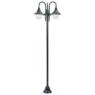 vidaXL Garden Post Light E27 220 cm Aluminium 3-Lantern Dark Green - Giant Lobelia