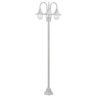 vidaXL Garden Post Light E27 220 cm Aluminium 3-Lantern White - Giant Lobelia