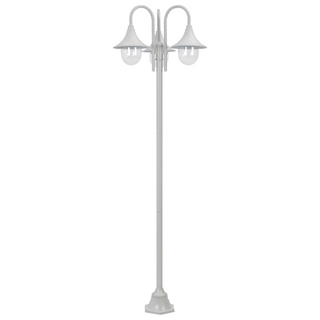 vidaXL Garden Post Light E27 220 cm Aluminium 3-Lantern White - Giant Lobelia