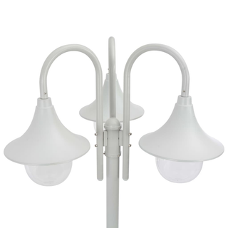 vidaXL Garden Post Light E27 220 cm Aluminium 3-Lantern White - Giant Lobelia