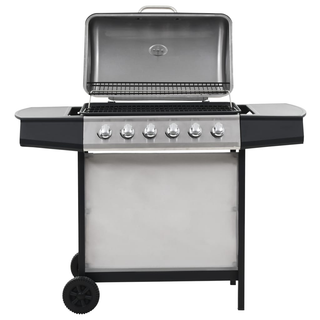 vidaXL Gas BBQ Grill with 6 Cooking Zones Stainless Steel Silver - Giant Lobelia