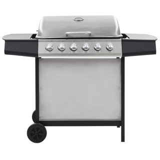 vidaXL Gas BBQ Grill with 6 Cooking Zones Stainless Steel Silver - Giant Lobelia