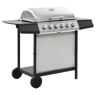 vidaXL Gas BBQ Grill with 6 Cooking Zones Stainless Steel Silver - Giant Lobelia