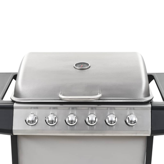 vidaXL Gas BBQ Grill with 6 Cooking Zones Stainless Steel Silver - Giant Lobelia