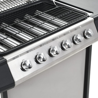 vidaXL Gas BBQ Grill with 6 Cooking Zones Stainless Steel Silver - Giant Lobelia