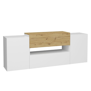 FMD TV/Hi-Fi Unit Cabinet 182x33x70.2 cm White and Artisan Oak - Giant Lobelia