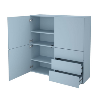 FMD Cabinet with 3 Drawers and 3 Doors 99x31.5x101.2 cm Blue - Giant Lobelia