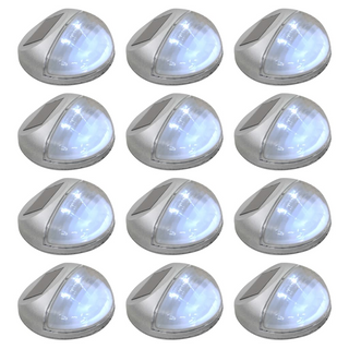 vidaXL Outdoor Solar Wall Lamps LED 12 pcs Round Silver - Giant Lobelia