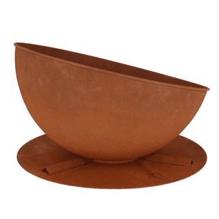 Esschert Design Fire Bowl Sloping On Disc Rust - Stylish Rust Fire Pit for a Cozy Garden Atmosphere - Giant Lobelia