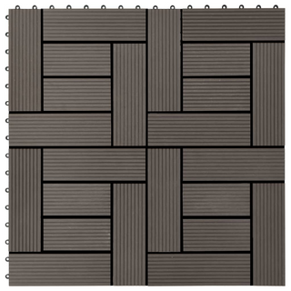 11 pcs Decking Tiles WPC 30x30 cm 1 sqm Dark Brown - Giant Lobelia