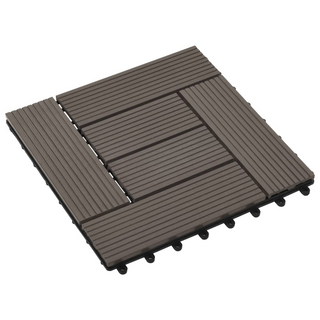 11 pcs Decking Tiles WPC 30x30 cm 1 sqm Dark Brown - Giant Lobelia