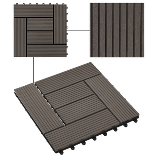 11 pcs Decking Tiles WPC 30x30 cm 1 sqm Dark Brown - Giant Lobelia