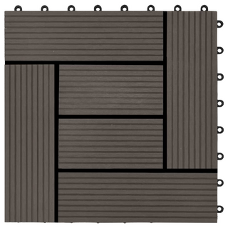 11 pcs Decking Tiles WPC 30x30 cm 1 sqm Dark Brown - Giant Lobelia