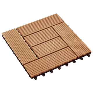 11 pcs Decking Tiles WPC 30x30 cm 1 sqm Teak Colour - Giant Lobelia