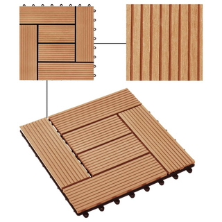 11 pcs Decking Tiles WPC 30x30 cm 1 sqm Teak Colour - Giant Lobelia